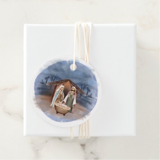 Religieuze kerstfeestscène bedankjes labels (In situ)