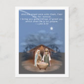 Religieuze kerstfeestscène en scripts briefkaart (Voorkant)