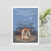 Religieuze kerstfeestscène en scripts feestdagenkaart (Staand voorkant)