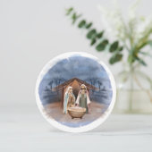 Religieuze kerstfeestscène en scripts feestdagenkaart (Staand voorkant)