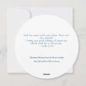 Religieuze kerstfeestscène en scripts feestdagenkaart (Achterkant)