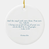 Religieuze kerstfeestscène en scripts keramisch ornament (Achterkant)