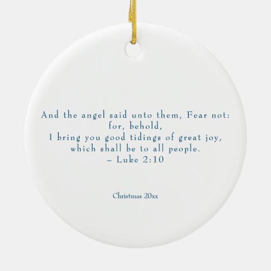 Religieuze kerstfeestscène en scripts keramisch ornament (Achterkant)