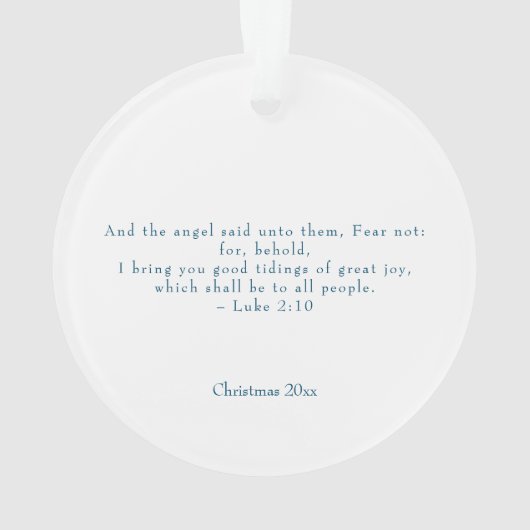 Religieuze kerstfeestscène en scripts ornament (achterkant)