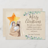 Religieuze kerstfeestscène feestdagenkaart (Voorkant / Achterkant)
