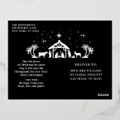 Religieuze kerstfeestvreugde Manger Folie Feestdagen Briefkaart (Achterkant)