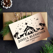 Religieuze kerstfeestvreugde Manger Folie Feestdagen Briefkaart