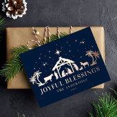Religieuze kerstfeestvreugde Manger Folie Feestdagen Briefkaart