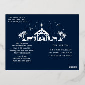 Religieuze kerstfeestvreugde Manger Folie Feestdagen Briefkaart (Achterkant)