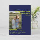 Religieuze kerstfoto blauw Vakantie Kaart (Staand voorkant)