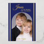 Religieuze kerstfoto Jesus Gold Foil Kaart (Voorkant)