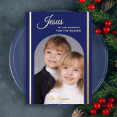 Religieuze kerstfoto Jesus Gold Foil Kaart