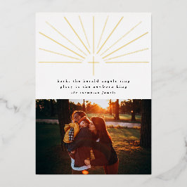 Religieuze kerstfotokaart Folie Cross Uitnodiging