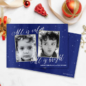 Religieuze kerstfotokaart, Navy Blue Gold Feestdagenkaart