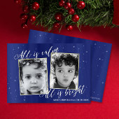 Religieuze kerstfotokaart, Navy Blue Gold Feestdagenkaart