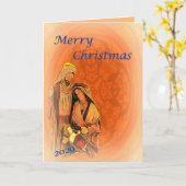 Religieuze kerstkaart 2020 met binnenste bericht kaart (Gele Bloem)