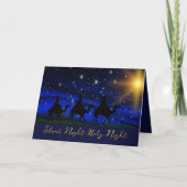 Religieuze kerstKaart Blue Blessing Elegant Feestdagen Kaart (Voorkant)