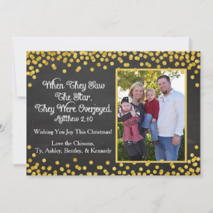 Religieuze kerstkaart met foto van één familie