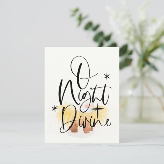 Religieuze kerstkaart Waterverf Manger (Staand voorkant)