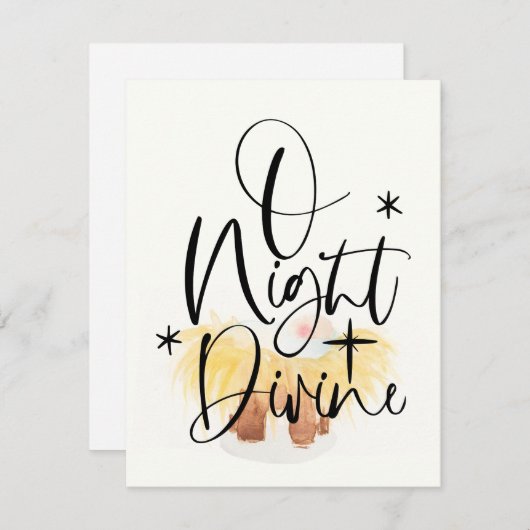 Religieuze kerstkaart Waterverf Manger (Voorkant / Achterkant)