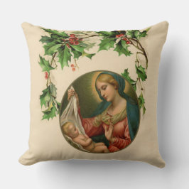 Religieuze kerstmaagd Mary Baby Jesus Floral Kussen