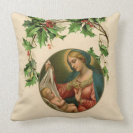 Religieuze kerstmaagd Mary Baby Jesus Floral Kussen