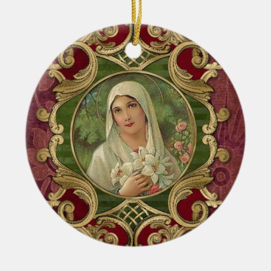 Religieuze kerstmaagd Mary Elegant Keramisch Ornament (Voorkant)