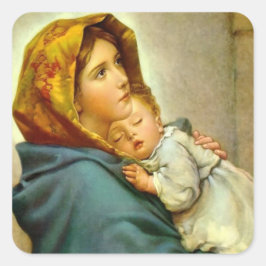 Religieuze kerstmaagd Mary en Jezus Vierkante Sticker