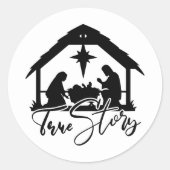 Religieuze kerstmanskunst woord kunst ronde sticker (Voorkant)