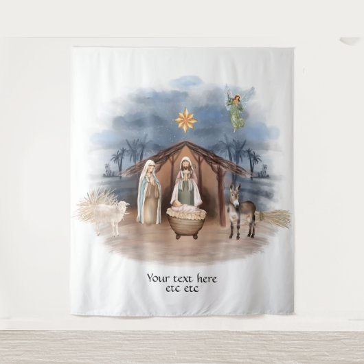 Religieuze Kerstmis Geboorte Jezus Doop Wandkleed (Voorkant)