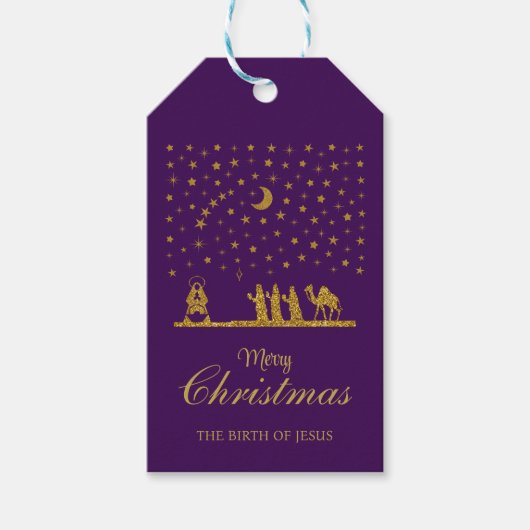 Religieuze Kerstmis, Geboorte van Jezus, Drie Koni Cadeaulabel (Voorkant)