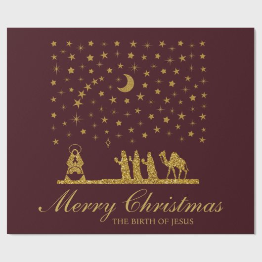 Religieuze Kerstmis, Geboorte van Jezus, Drie Koni Cadeaupapier (Vlak)