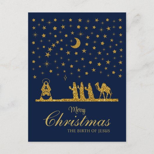 Religieuze Kerstmis, Geboorte van Jezus, Drie Koni Feestdagenkaart (Voorkant)