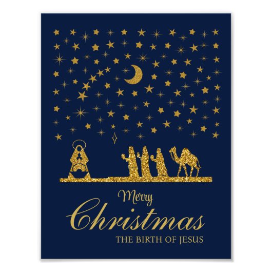 Religieuze Kerstmis, Geboorte van Jezus, Drie Koni Foto Afdruk (Voorkant)