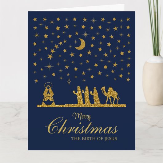 Religieuze Kerstmis, Geboorte van Jezus, Drie Koni Kaart (Voorkant)