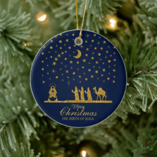 Religieuze Kerstmis, Geboorte van Jezus, Drie Koni Keramisch Ornament