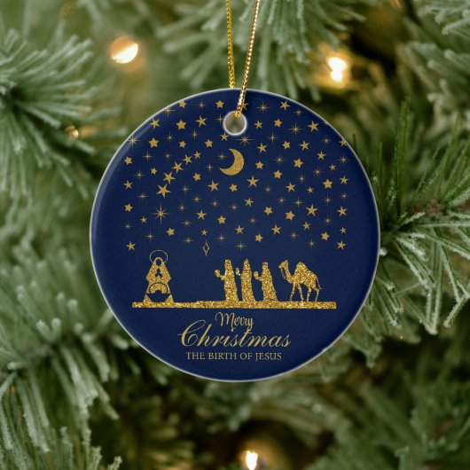 Religieuze Kerstmis, Geboorte van Jezus, Drie Koni Keramisch Ornament (Boom)