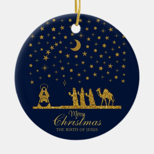 Religieuze Kerstmis, Geboorte van Jezus, Drie Koni Keramisch Ornament (Voorkant)