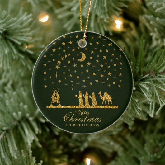 Religieuze Kerstmis, Geboorte van Jezus, Drie Koni Keramisch Ornament (Boom)