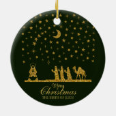 Religieuze Kerstmis, Geboorte van Jezus, Drie Koni Keramisch Ornament (Achterkant)