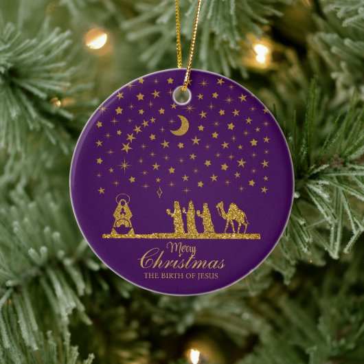 Religieuze Kerstmis, Geboorte van Jezus, Drie Koni Keramisch Ornament (Boom)