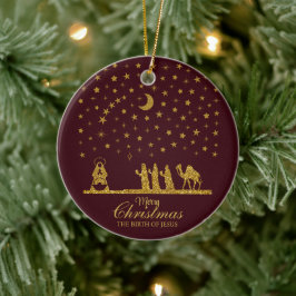 Religieuze Kerstmis, Geboorte van Jezus, Drie Koni Keramisch Ornament