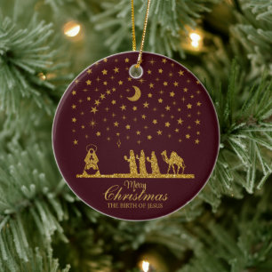 Religieuze Kerstmis, Geboorte van Jezus, Drie Koni Keramisch Ornament