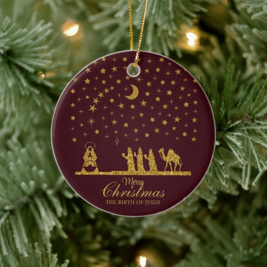 Religieuze Kerstmis, Geboorte van Jezus, Drie Koni Keramisch Ornament (Boom)