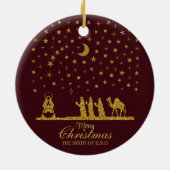 Religieuze Kerstmis, Geboorte van Jezus, Drie Koni Keramisch Ornament (Achterkant)