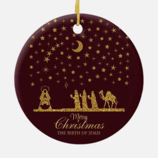 Religieuze Kerstmis, Geboorte van Jezus, Drie Koni Keramisch Ornament (Achterkant)