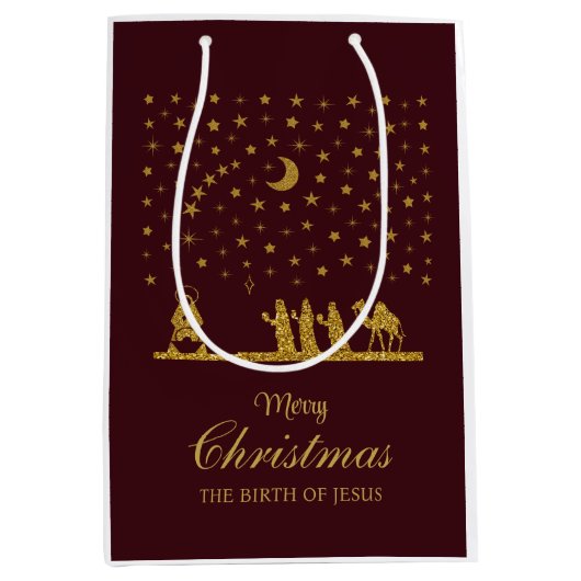 Religieuze Kerstmis, Geboorte van Jezus, Drie Koni Medium Cadeauzakje (Voorkant)