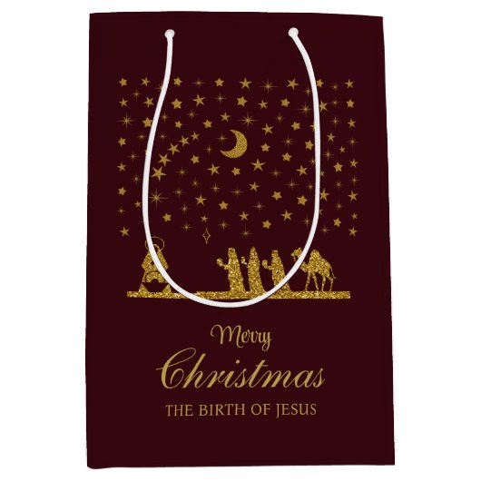 Religieuze Kerstmis, Geboorte van Jezus, Drie Koni Medium Cadeauzakje (Voorkant)