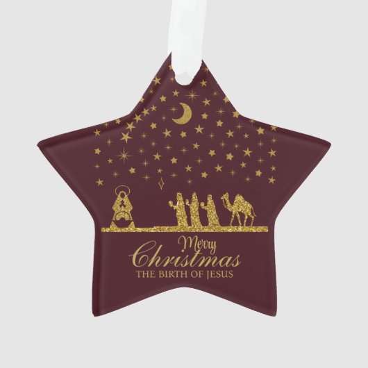 Religieuze Kerstmis, Geboorte van Jezus, Drie Koni Ornament (achterkant)