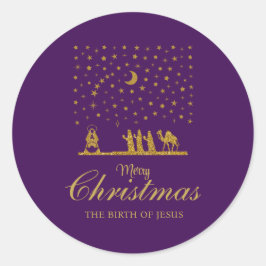 Religieuze Kerstmis, Geboorte van Jezus, Drie Koni Ronde Sticker